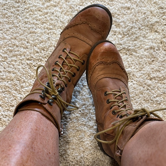 Aldo Tan Leather Lace-Up Boots - Picture 1 of 6